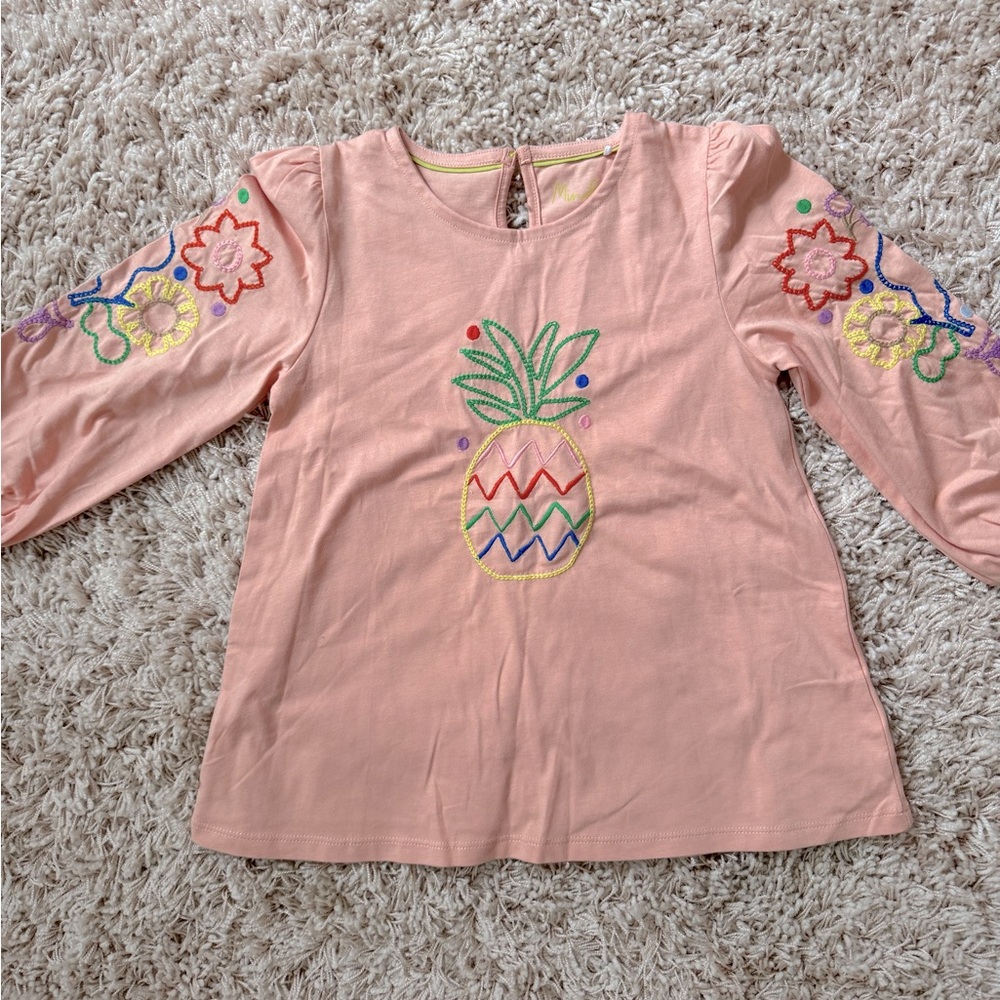 MINI BODEN PINEAPPLE EMBROIDERED TOP. NEVER WORN